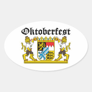 Oktoberfest - Leones con cerveza Oval Sticker