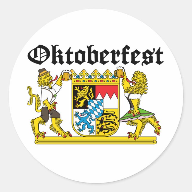 Oktoberfest Leones con trajes Classic Round Sticker (Front)
