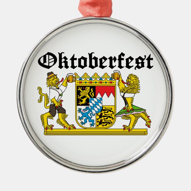 Oktoberfest Leones in suits Metal Tree Decoration (Front)