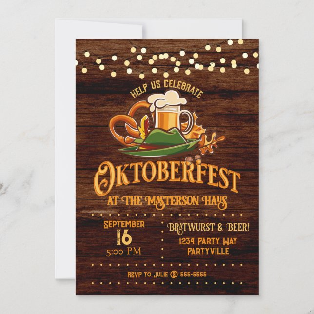 Oktoberfest Lights Beer Autumn Invitation (Front)