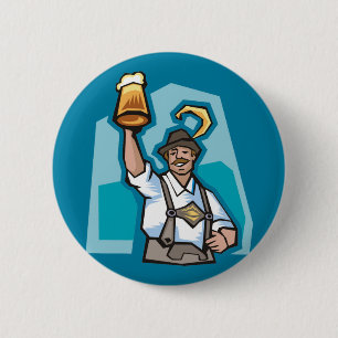 Oktoberfest Man and Beer 6 Cm Round Badge