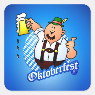 Oktoberfest - man in lederhosen square sticker