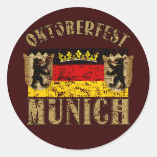 Oktoberfest Munich Distressed Look Design Classic Round Sticker