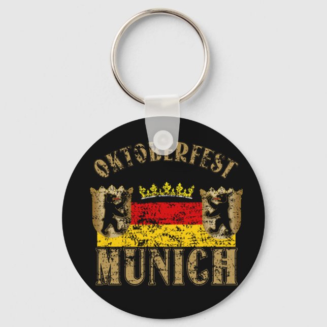 Oktoberfest Munich Distressed Look Design Key Ring (Front)