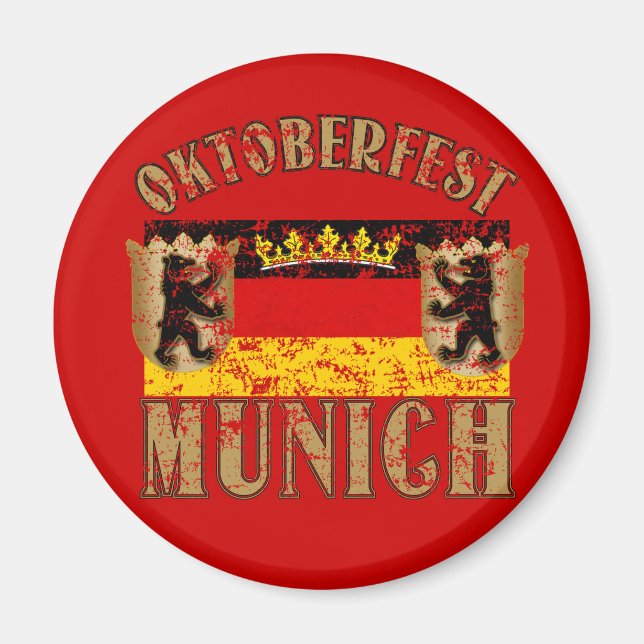 Oktoberfest Munich Distressed Look Design Magnet (Front)