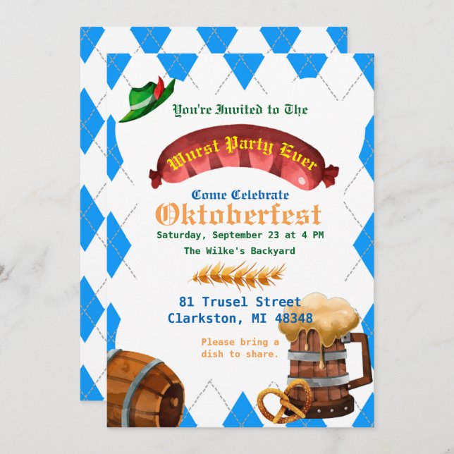 Oktoberfest Party Invitation (Front/Back)