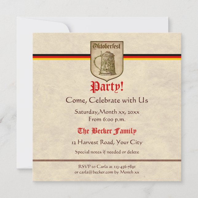 Oktoberfest Party Invitation (Front)