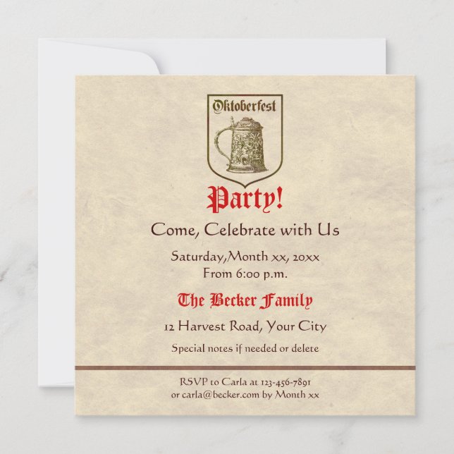 Oktoberfest Party Invitation (Front)