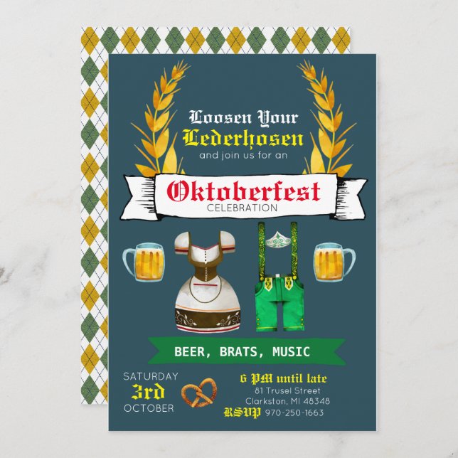 Oktoberfest Party Invitation (Front/Back)