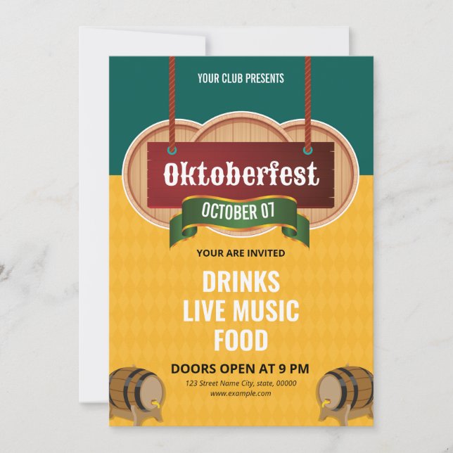 Oktoberfest Party Invitation Flyer Template (Front)