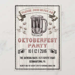 Oktoberfest Party Invitation on Wood