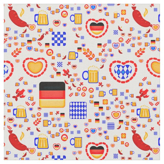 Oktoberfest Pattern Beer Festival Fabric (Close Up)