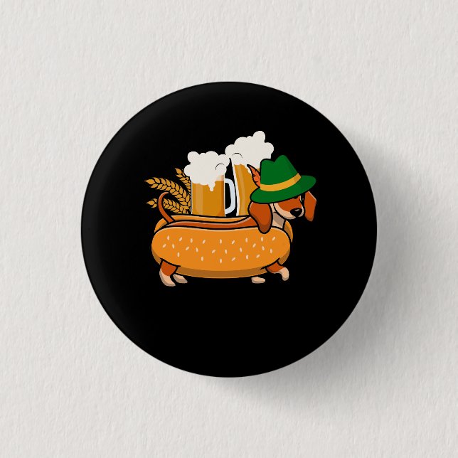 Oktoberfest Pretzel Dachshund Wiener Hotdog German 3 Cm Round Badge (Front)
