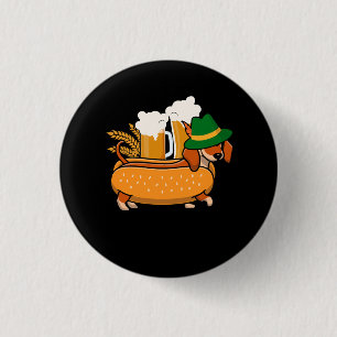 Oktoberfest Pretzel Dachshund Wiener Hotdog German 3 Cm Round Badge