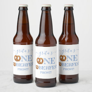Oktoberfest Pretzel Turning One Beer Bottle Label