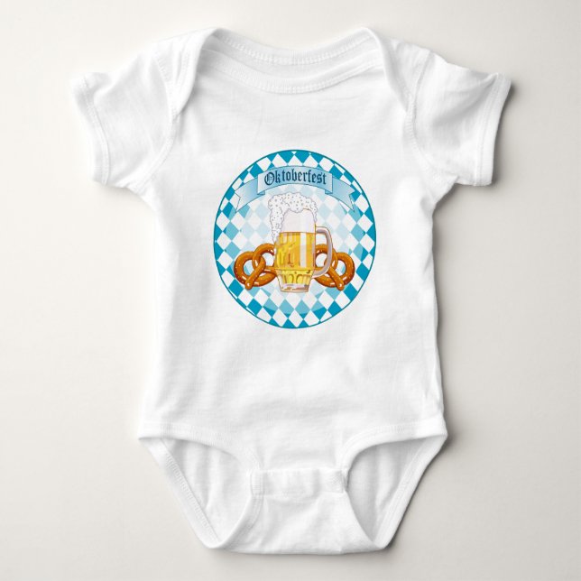 Oktoberfest Pretzels & Beer Baby Bodysuit (Front)