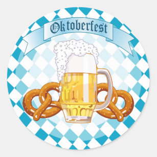 Oktoberfest Pretzels & Beer Classic Round Sticker