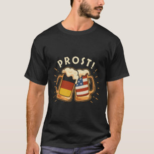 Oktoberfest Prost Cheers German American Flag Beer T-Shirt