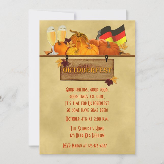 Oktoberfest, Pumpkins, Beer Invitation (Front)