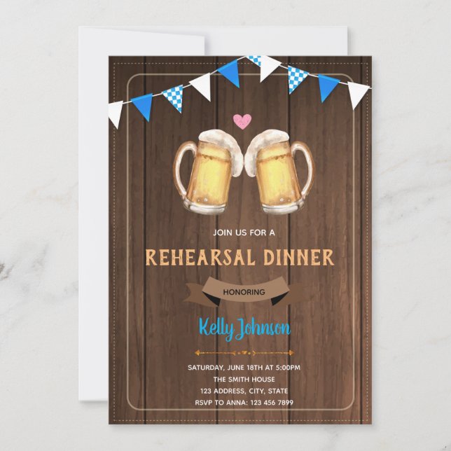 Oktoberfest rehearsal dinner invitation (Front)