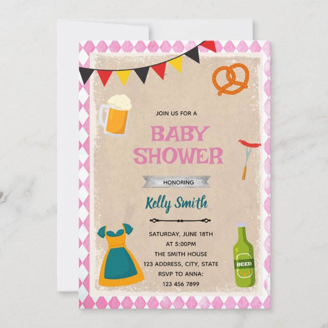Oktoberfest shower girl invitation (Front)