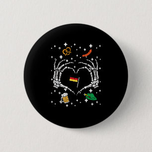 Oktoberfest Skeleton Hand Heart Flag German 6 Cm Round Badge