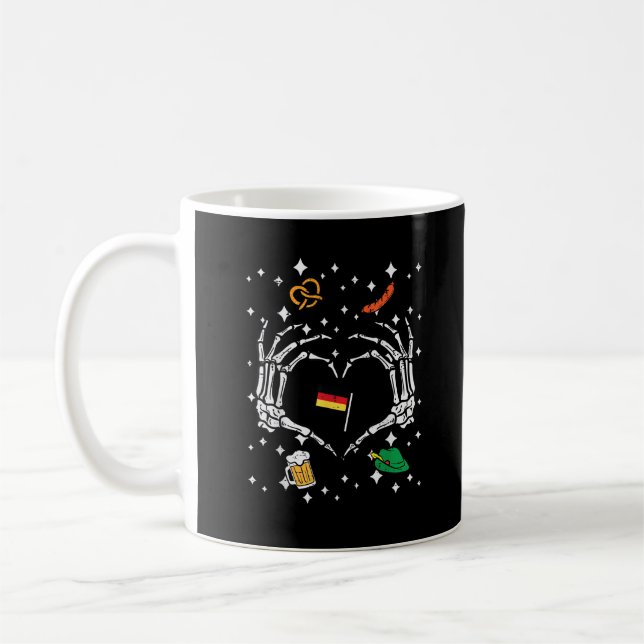 Oktoberfest Skeleton Hand Heart Flag German  Coffee Mug (Left)