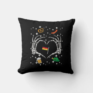 Oktoberfest Skeleton Hand Heart Flag German  Cushion