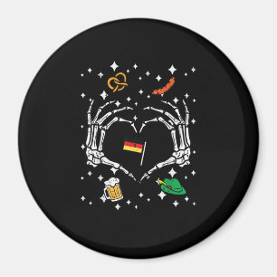 Oktoberfest Skeleton Hand Heart Flag German Magnet