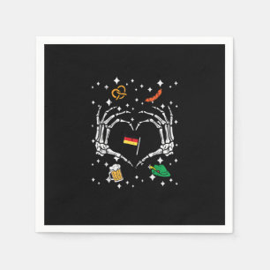 Oktoberfest Skeleton Hand Heart Flag German  Napkin
