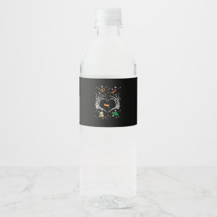 Oktoberfest Skeleton Hand Heart Flag German Water Bottle Label