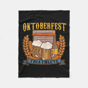 Oktoberfest Triathlete Cool Athlete Beer Drinking Fleece Blanket