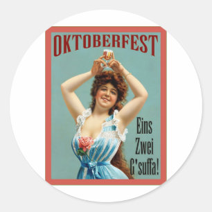 Oktoberfest  ~ Vintage Bavarian Advertising Poster Classic Round Sticker