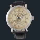 Oktoberfest Watch<br><div class="desc">Drawing of antique beer mug. Roman numerals. Warm,  sepia textured background.</div>