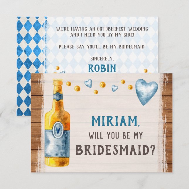 Oktoberfest Wedding Bavarian Bridal Party Proposal Invitation (Front/Back)