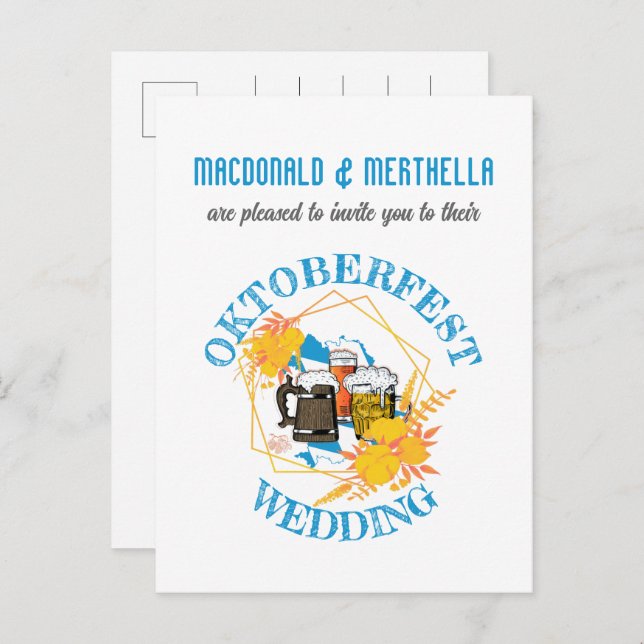OKTOBERFEST Wedding Invitation Postcard (Front/Back)