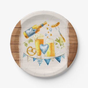 Oktoberfest Wedding Rustic Bavarian Beer Party Paper Plate