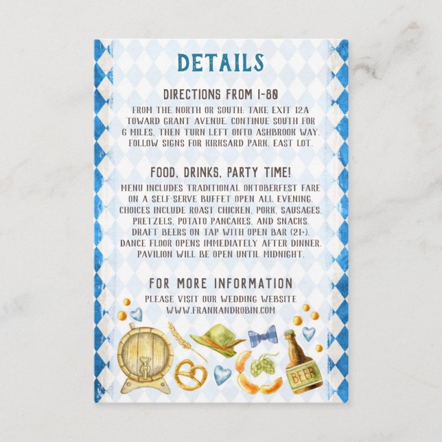 Oktoberfest Wedding Rustic Beer Details Directions Enclosure Card (Front)