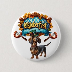 Oktoberfest Wiener Dog  6 Cm Round Badge