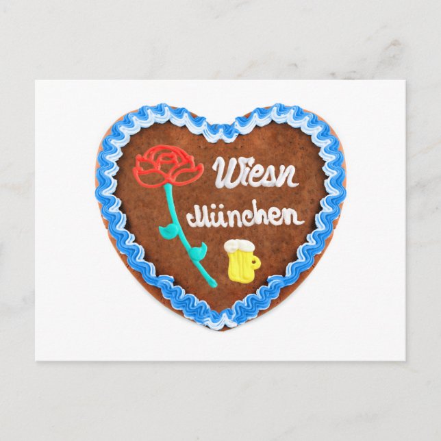 Oktoberfest Wiesn München mit Rose und Bierglas Postcard (Front)