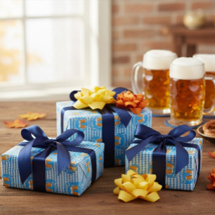 Oktoberfest Wrapping Paper with Beer Glasses