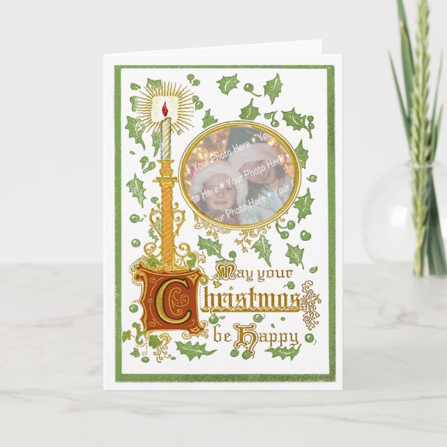 Ol Fashioned Candlestick Photo Christmas Template (Front)