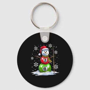 Ol Game Snowman Billiards Player Funny Christmas Key Ring