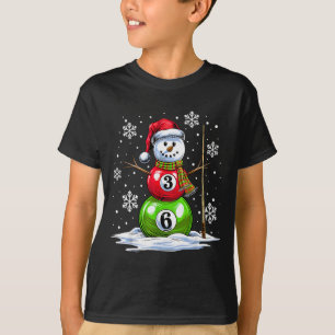 Ol Game Snowman Billiards Player Funny Christmas T-Shirt