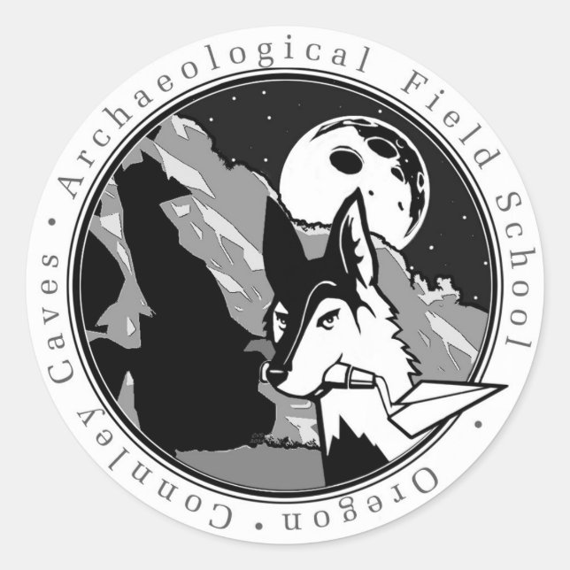 Ol' Willard the Coyote round sticker (Front)