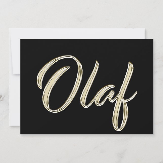 Olaf Name white gold Handwriting Card (Front)