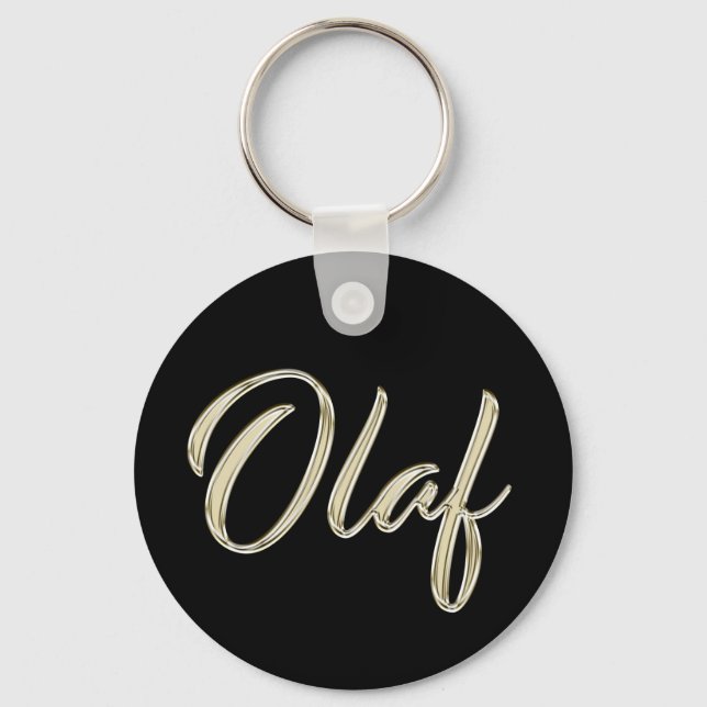 Olaf Name whitegold Button Schlüsselanhänger Key Ring (Front)
