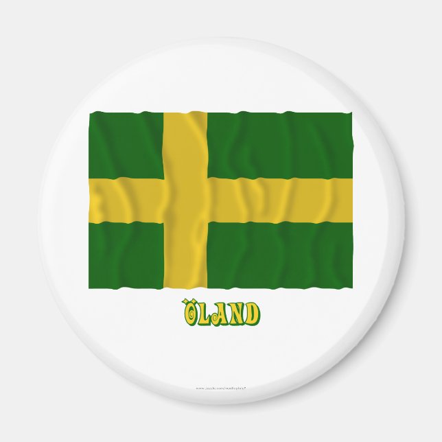 Öland waving flag with name (unofficial) magnet (Front)