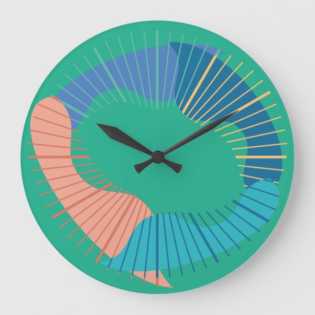 OLAS OVALES AND LINEAS by Masanser Pixelat Large Clock (Front)