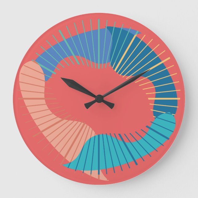 OLAS OVALES Y LINEAS  by Masanser Pixelat Large Clock (Front)